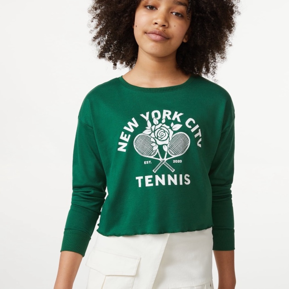 Free Assembly New York City Tennis Long Sleeve Crop Top